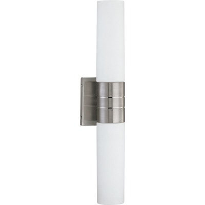 Nuvo Lighting 60/2936  Link - 2 Light (Vertical) Tube Wall Sconce with White Glass in Brushed Nickel Finish
